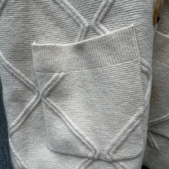 Talbots Cream Diamond Knit Cardigan Lambs Merino Cashmere Blend Big Buttons XS - Picture 10 of 15